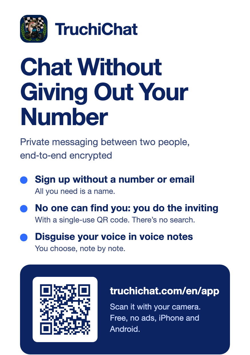 TruchiChat A5 poster with its QR code