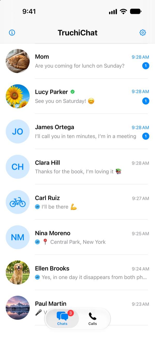 Chat list on iPhone