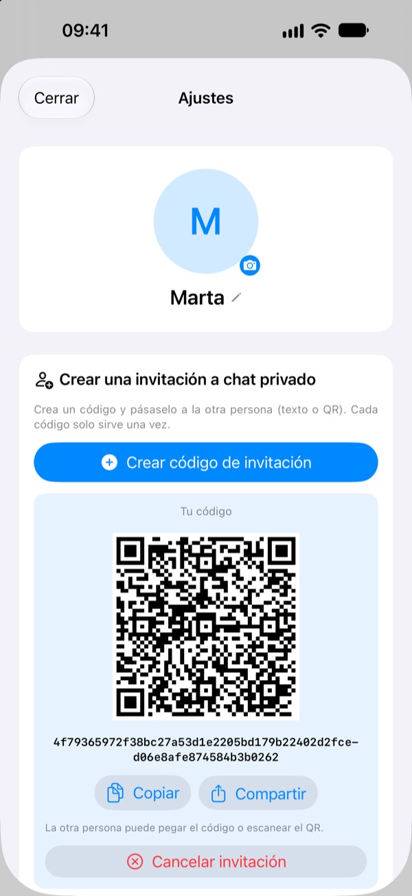 Crear una invitación con su código QR en el iPhone