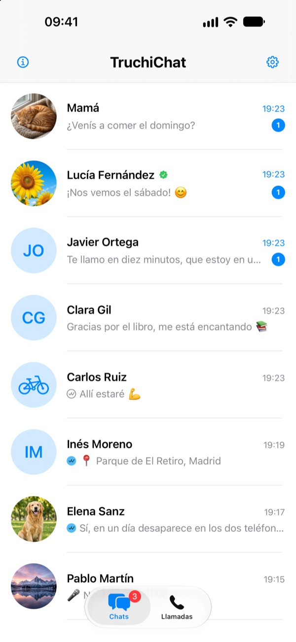 Lista de chats en el iPhone