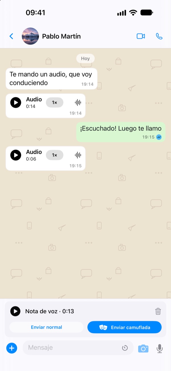 Nota de voz camuflada en el iPhone